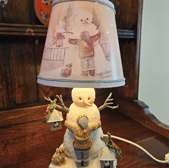 Pat Richter Homestead workshop Snowman love table lamp . - Picture 12 of 16